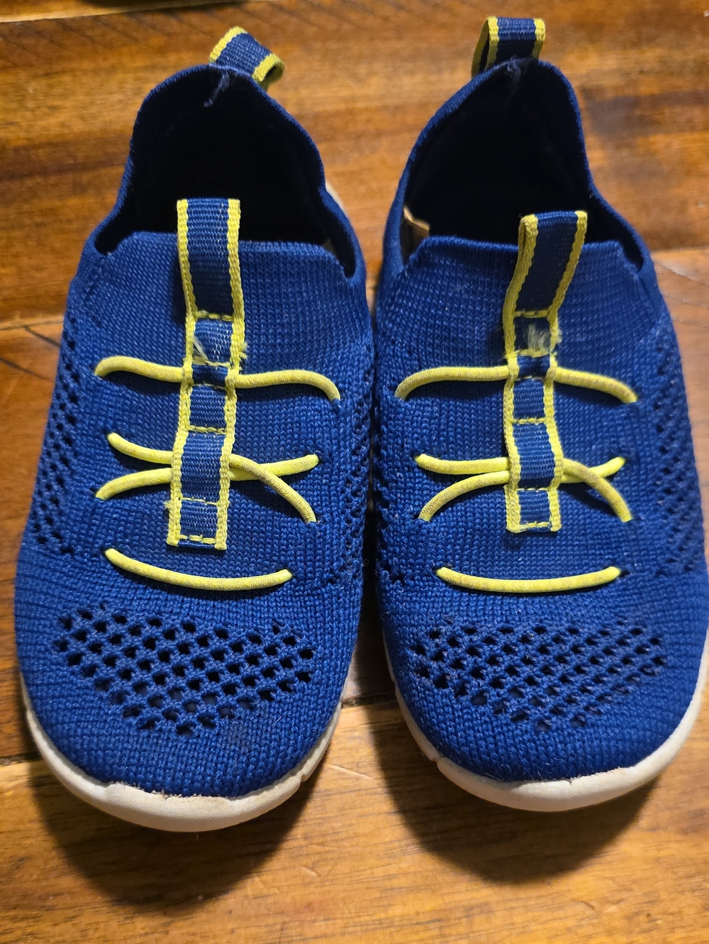 OshKosh B'gosh Navy Blue Knit Sneakers with Yellow Accents